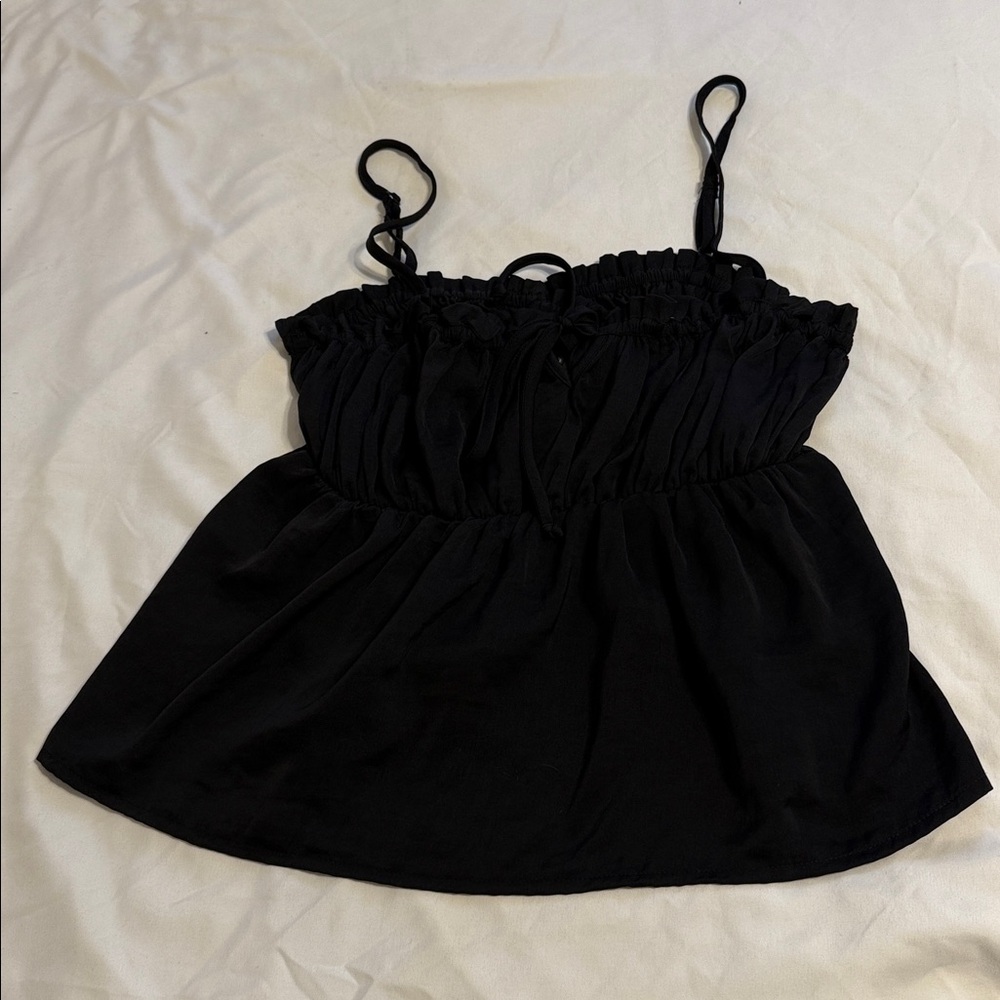 American Eagle Outfitters Black Ruched Top